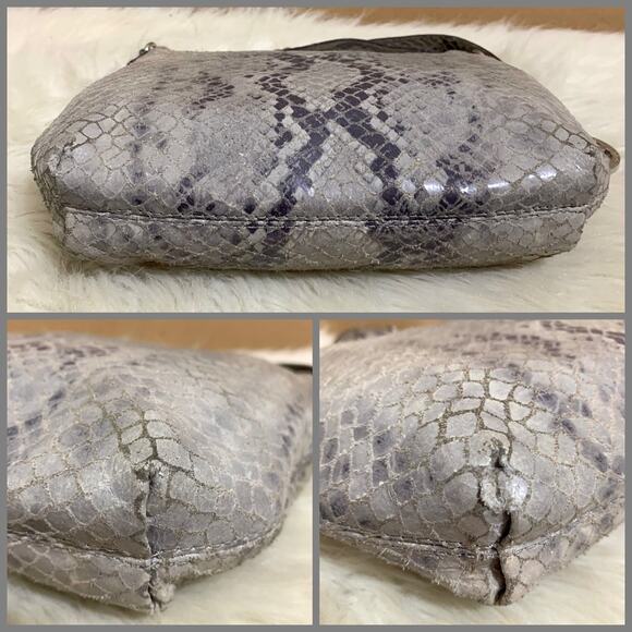 MICHAEL KORS JET SET Gray Python Leather North South Convertible Chain Hobo - Picture 6 of 16